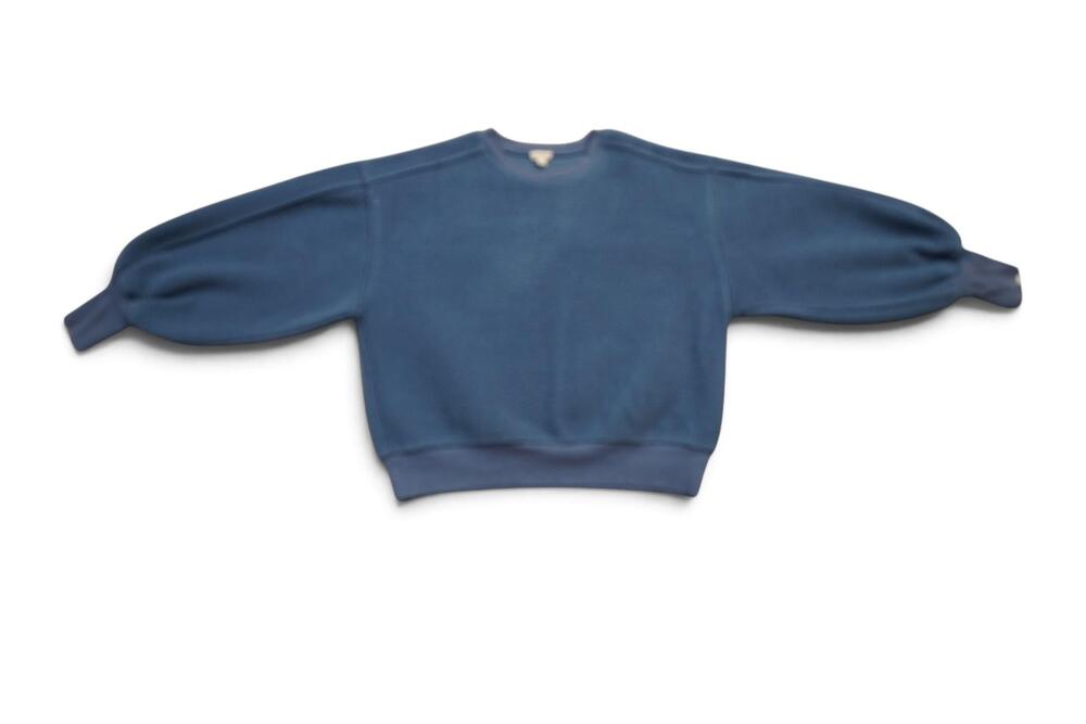 Pilcro Sweatshirt Womens XS Blue Fleece Balloon Sleeve Crewneck Pullover Cozy